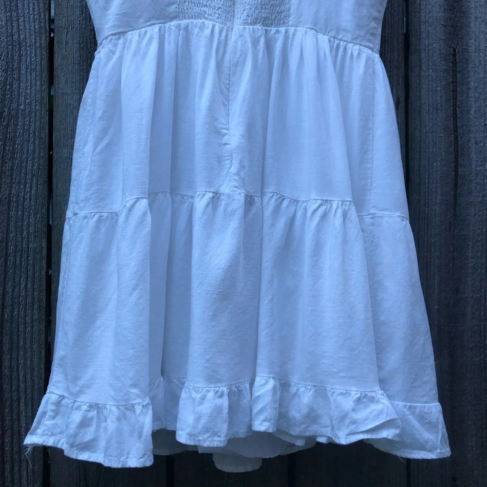 Lulus Good To Be Here Mini Dress Size S White Babydoll Cotton Linen Corset - Picture 14 of 16